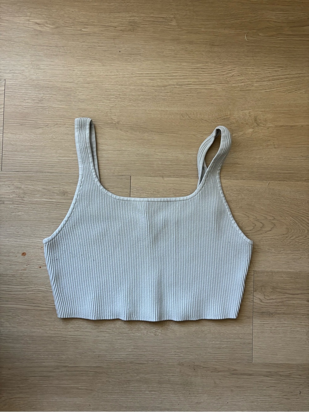 Babaton Ribbed Square-Neck Crop Tank - Cream
